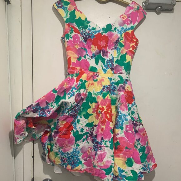VINTAGE ALGO-ETTES MIDI FLORAL PRINT BELTED DRESSES SIZE 11/12 - Picture 4 of 10